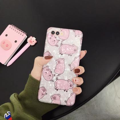 粉色小猪贝壳纹印图手机壳,批发零售招代理